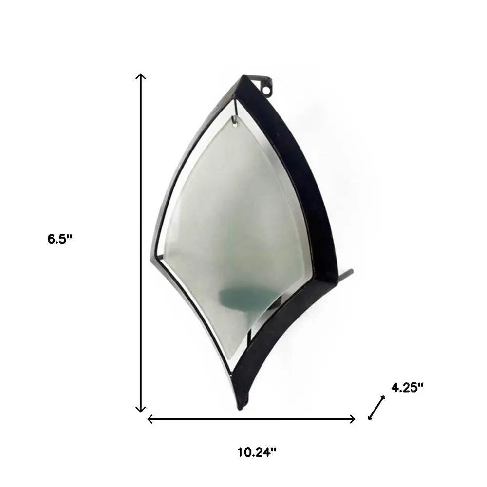 7" Black Abstract Metal And Glass Wall Sconce Candle Holder HomeRoots