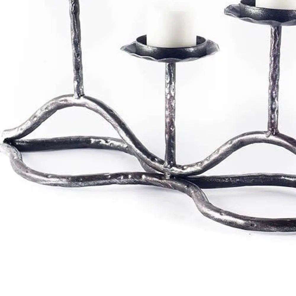 7" Black Distressed Geometric Metal Tabletop Tealight Candle Holder HomeRoots