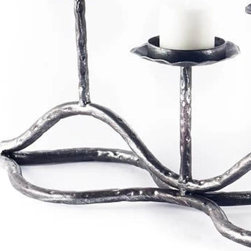 7" Black Distressed Geometric Metal Tabletop Tealight Candle Holder HomeRoots