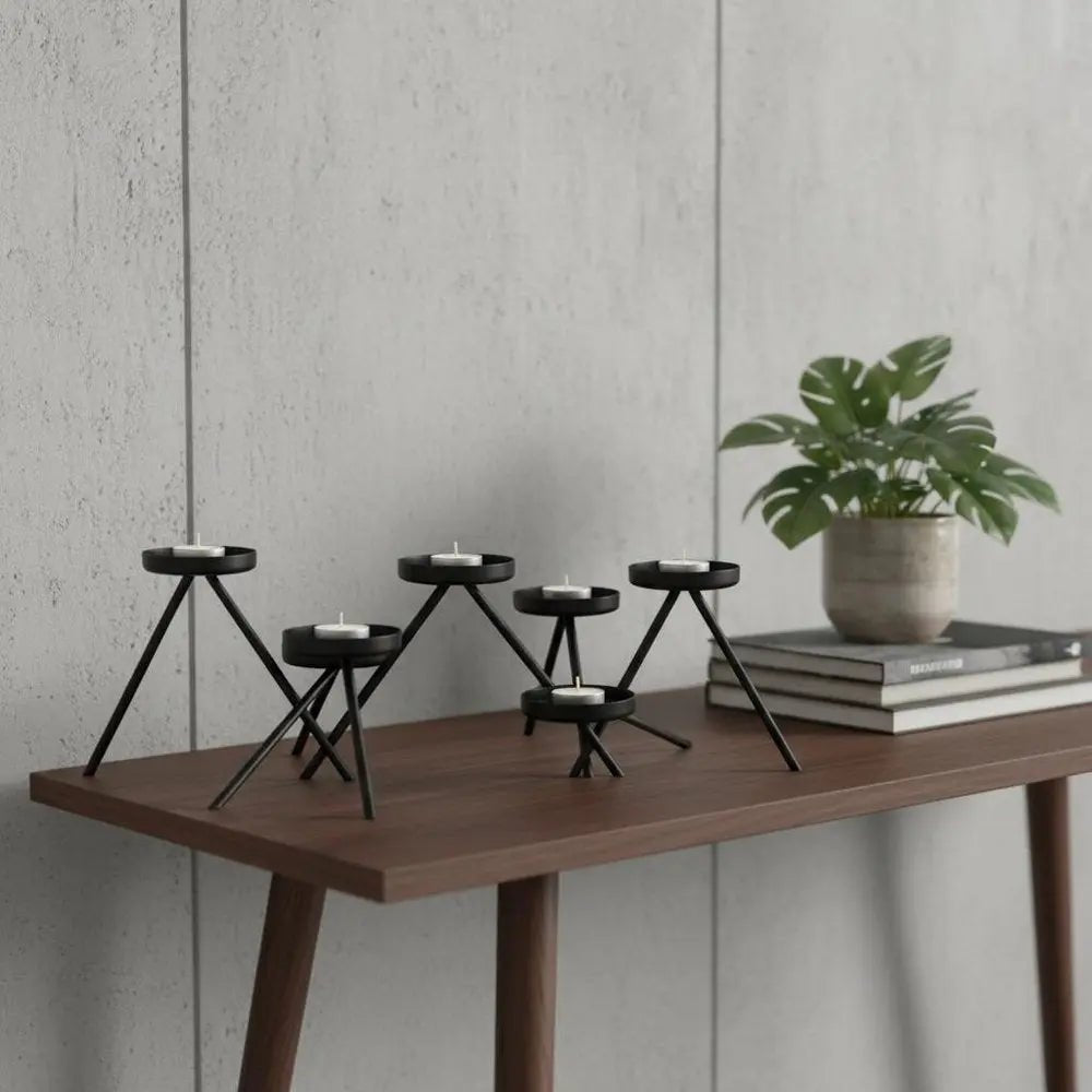 7" Black Geometric Metal Tabletop Votive Candle Holder HomeRoots