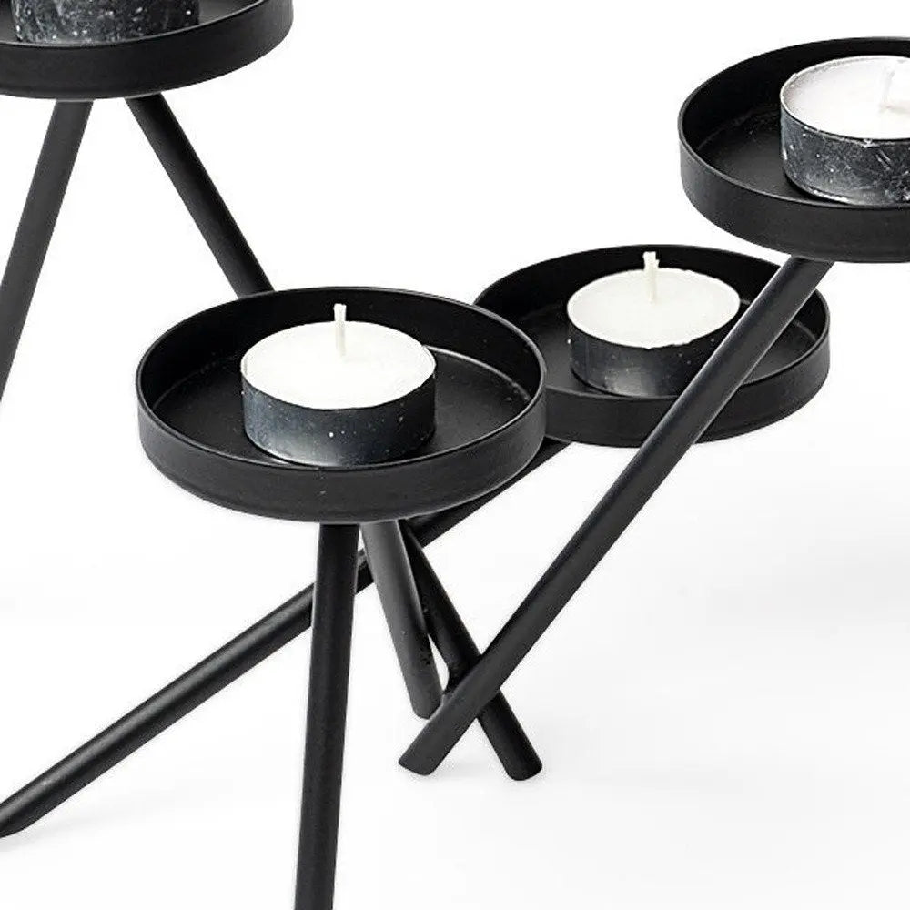 7" Black Geometric Metal Tabletop Votive Candle Holder HomeRoots