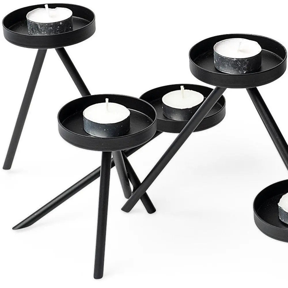 7" Black Geometric Metal Tabletop Votive Candle Holder HomeRoots