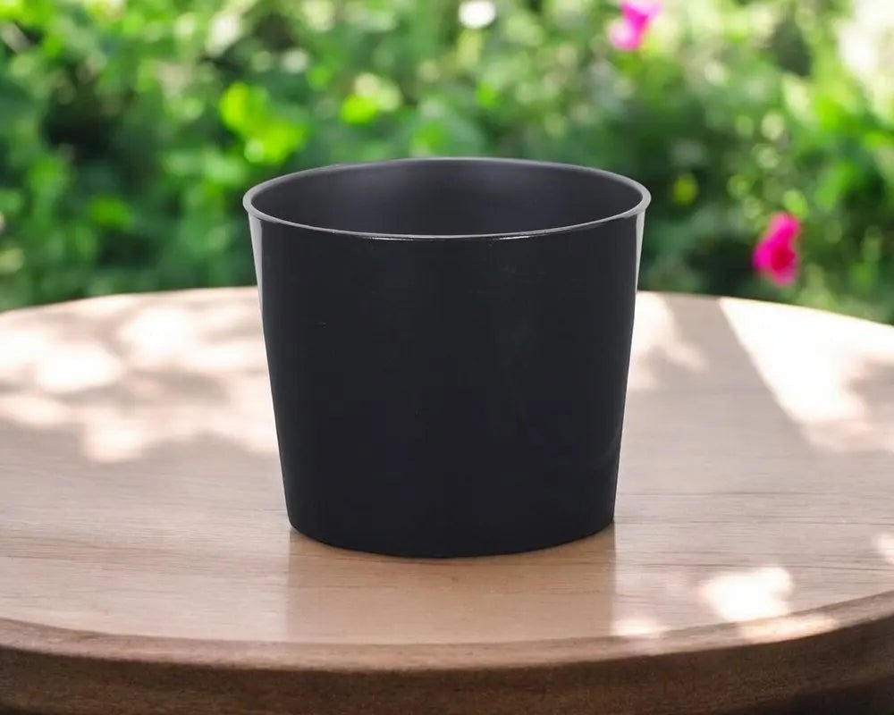 7" Black Recycled Plastic Indoor Outdoor Round Pot Planter - NOBLE HOME INTERIORS