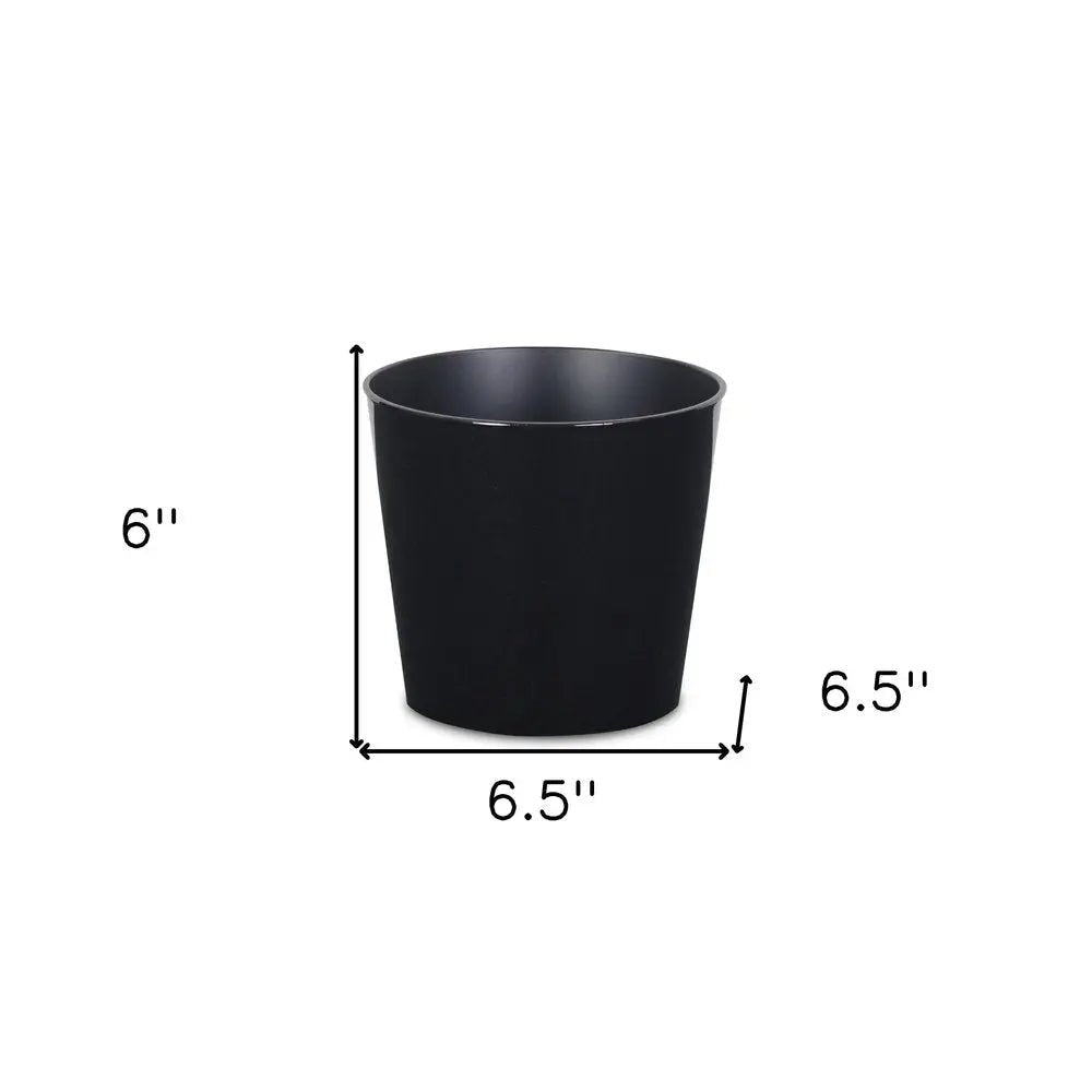 7" Black Recycled Plastic Indoor Outdoor Round Pot Planter - NOBLE HOME INTERIORS