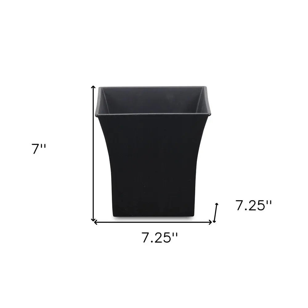 7" Black Recycled Plastic Indoor Outdoor Square Pot Planter HomeRoots