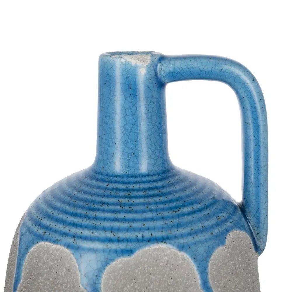7" Blue and Gray Bud Ceramic Jug Vase With Does Not Apply - NOBLE HOME INTERIORS
