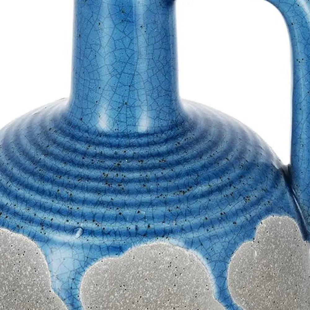 7" Blue and Gray Bud Ceramic Jug Vase With Does Not Apply - NOBLE HOME INTERIORS