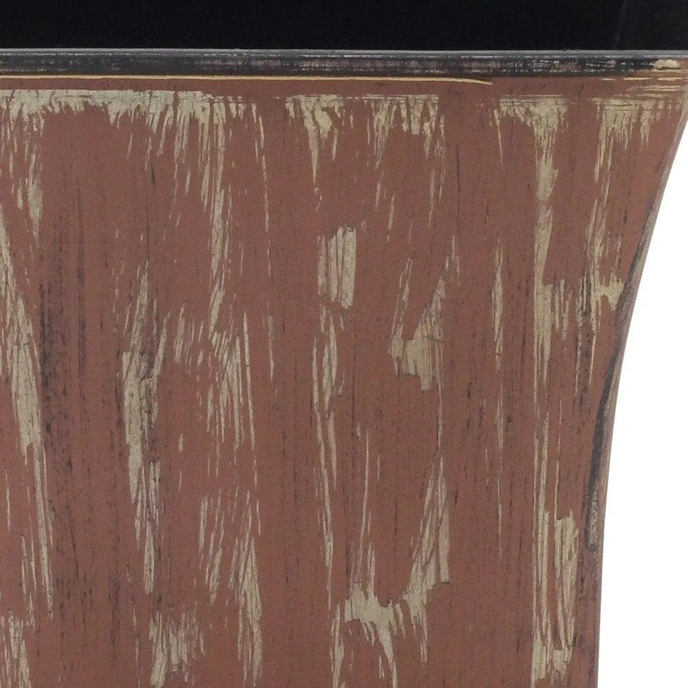 7" Brown and Ivory Textural Tone On Tone Recycled Plastic Indoor Outdoor Square Pot Planter - NOBLE HOME INTERIORS