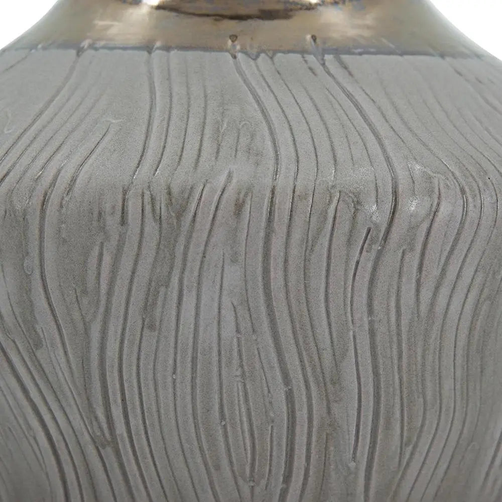 7" Brown Gold And Gray Round Ceramic Table Vase - NOBLE HOME INTERIORS