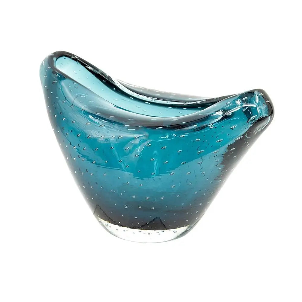 7" Cerulean Oval Glass Table Vase - NOBLE HOME INTERIORS