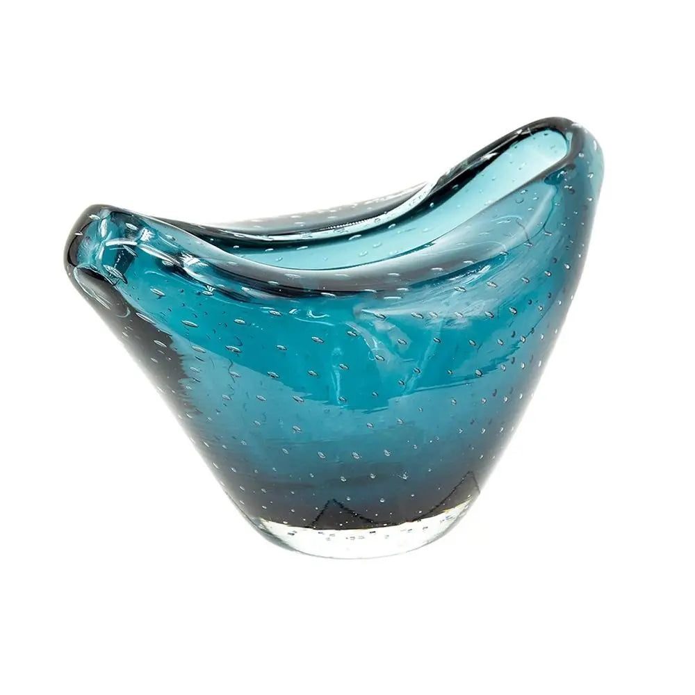 7" Cerulean Oval Glass Table Vase - NOBLE HOME INTERIORS