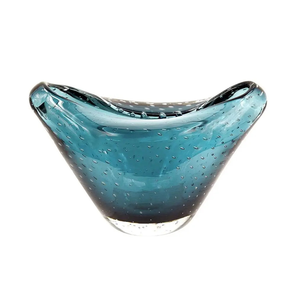 7" Cerulean Oval Glass Table Vase - NOBLE HOME INTERIORS