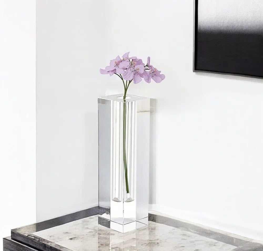 7" Clear Bud Lead Free Crystal Table Vase - NOBLE HOME INTERIORS