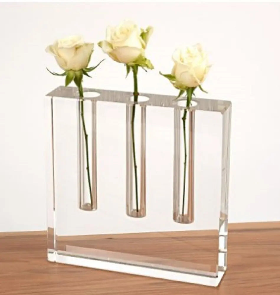 7" Clear Crystal Clear Square Table Vase - NOBLE HOME INTERIORS
