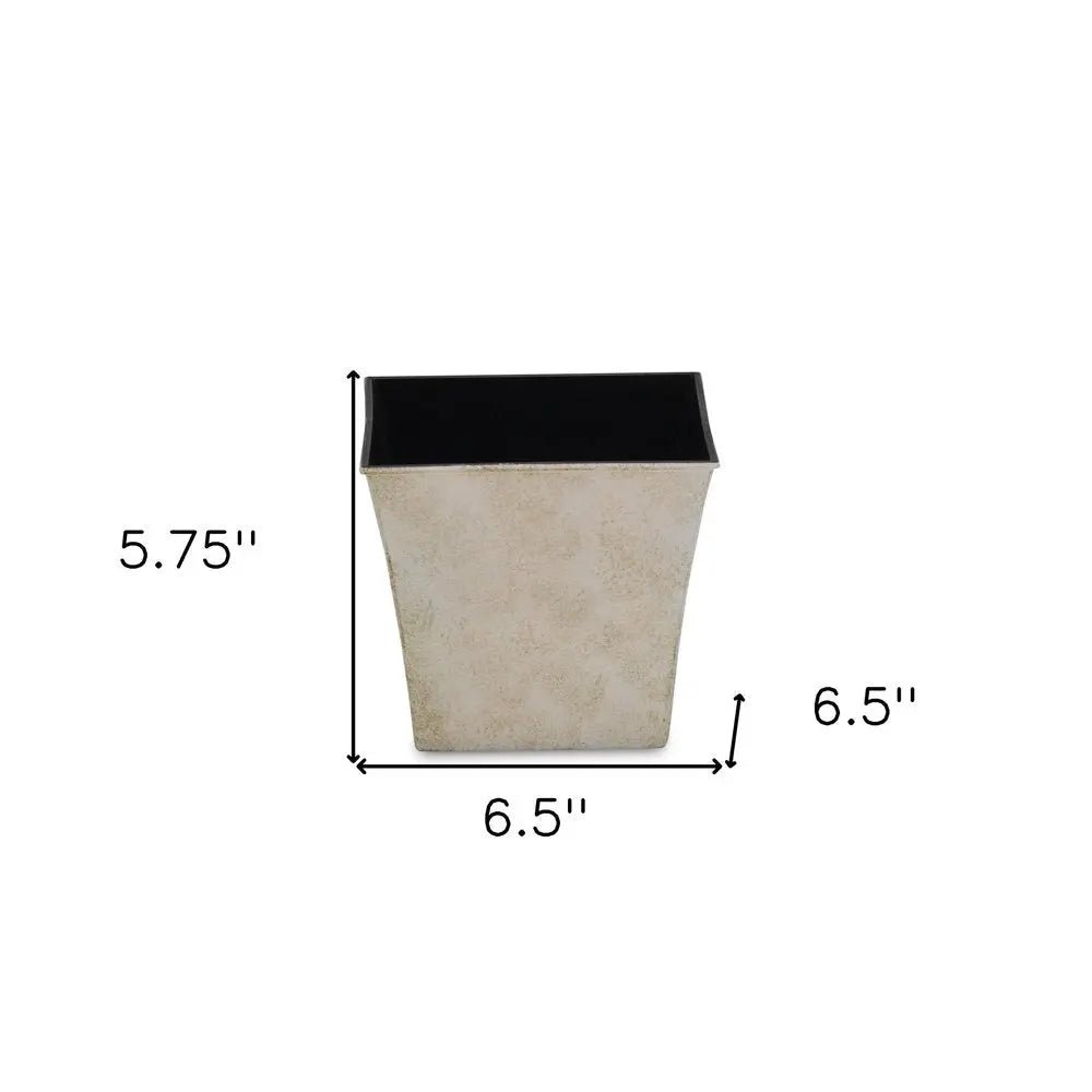 7" Cream Recycled Plastic Indoor Outdoor Square Pot Planter - NOBLE HOME INTERIORS