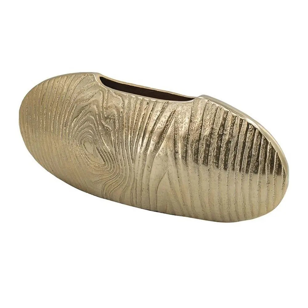 7" Gold Aluminum Oval Disc Table Vase - NOBLE HOME INTERIORS