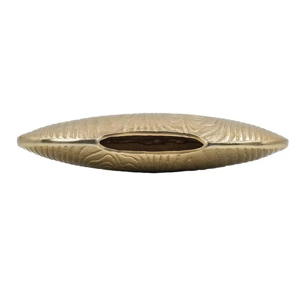 7" Gold Aluminum Oval Disc Table Vase - NOBLE HOME INTERIORS