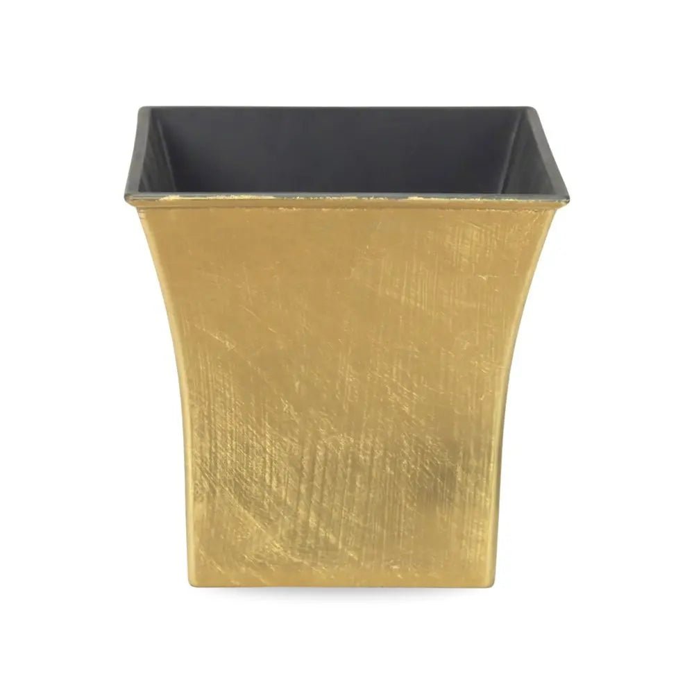 7" Gold Recycled Plastic Indoor Outdoor Square Pot Planter - NOBLE HOME INTERIORS