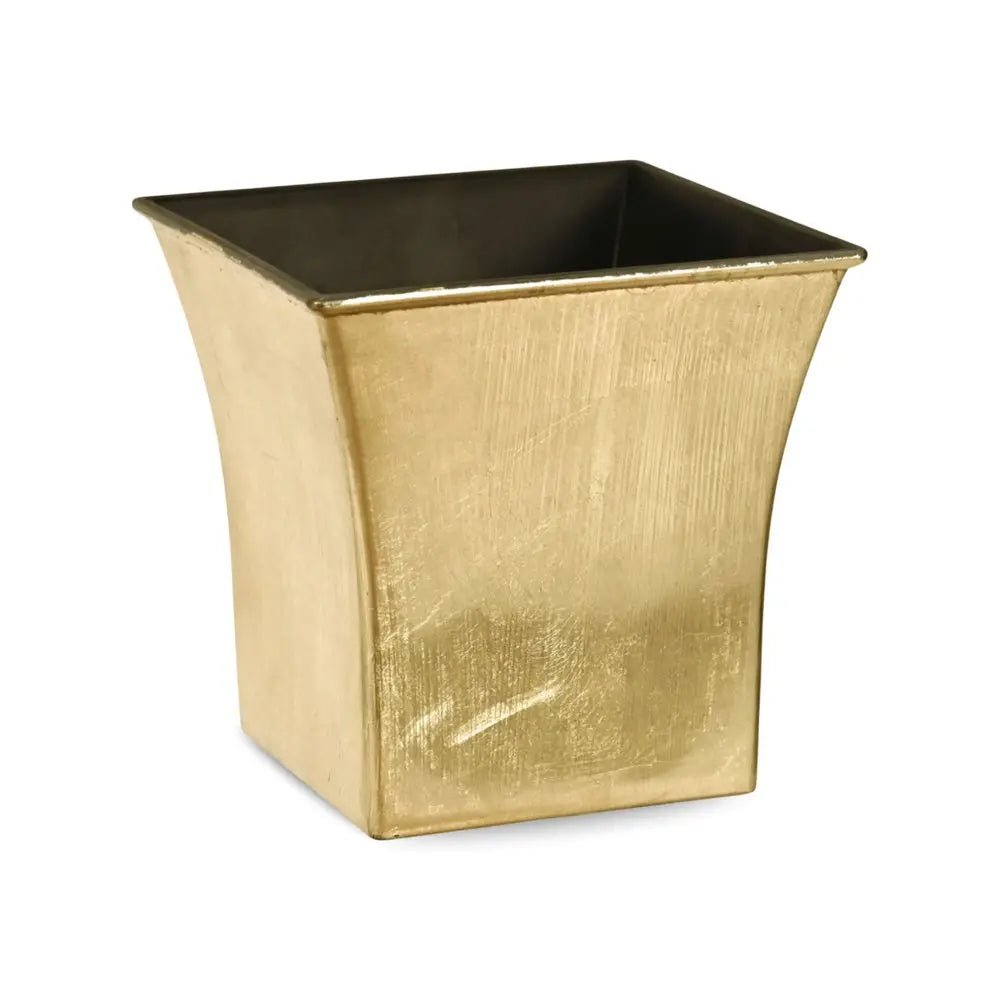 7" Gold Recycled Plastic Indoor Outdoor Square Pot Planter - NOBLE HOME INTERIORS
