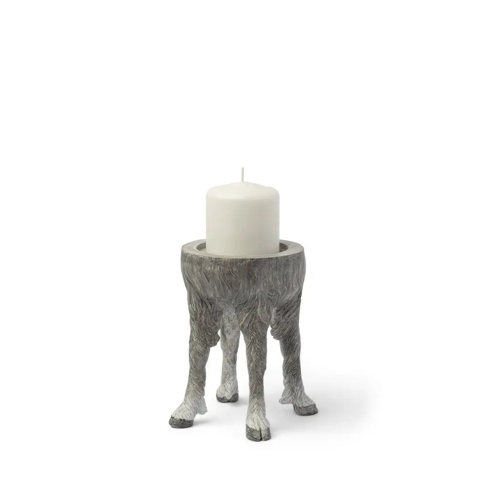 7" Gray Distressed Abstract Ceramic Tabletop Pillar Candle Holder HomeRoots