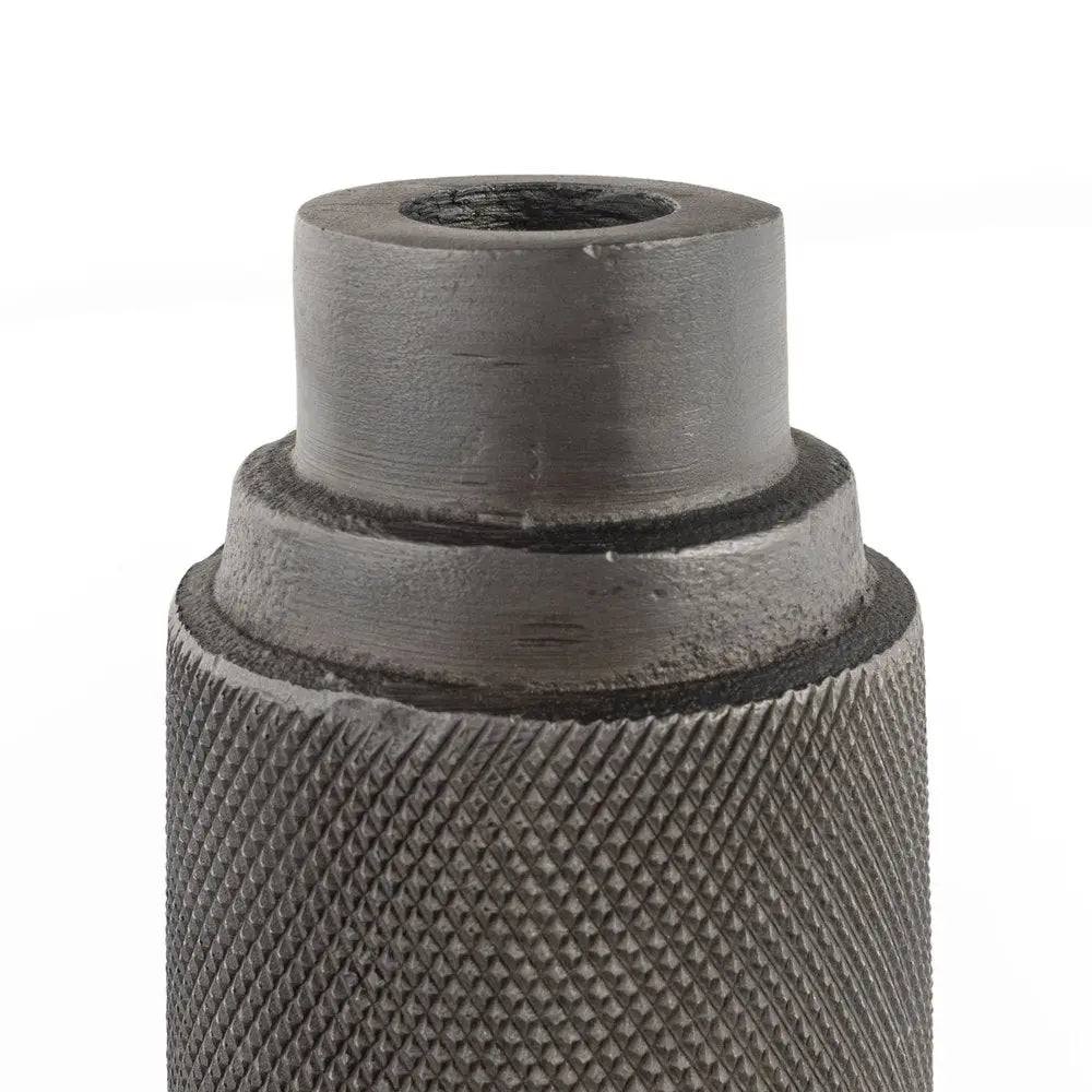 7" Gray Distressed Aluminum Geometric Tabletop Taper Candle Holder - NOBLE HOME INTERIORS