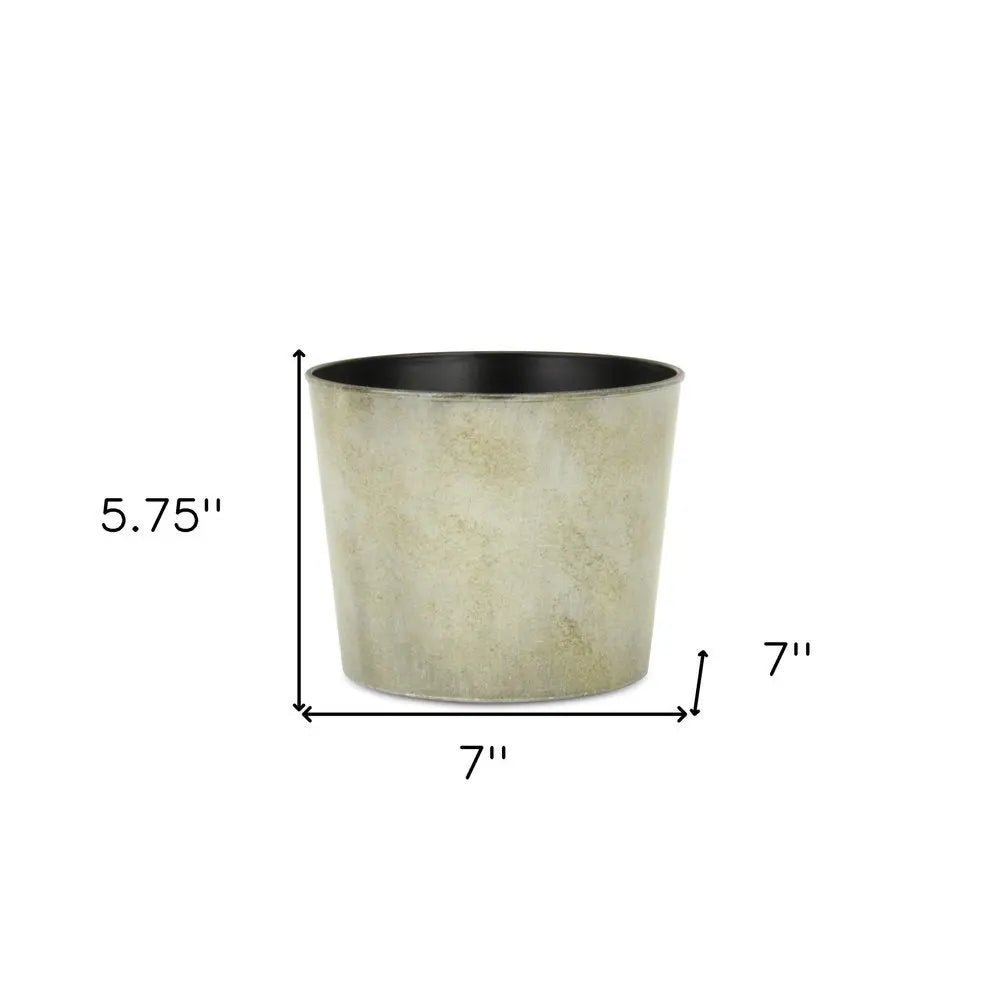 7" Gray Recycled Plastic Indoor Outdoor Round Pot Planter - NOBLE HOME INTERIORS