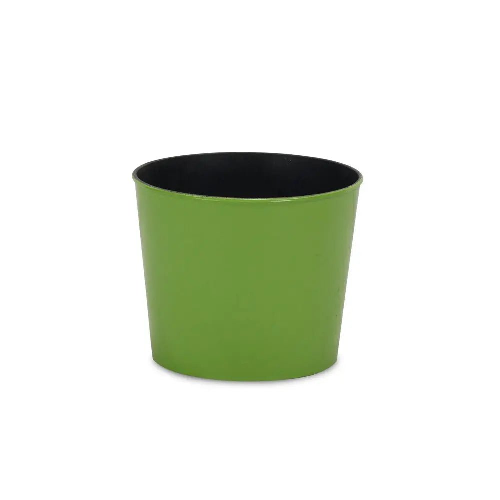 7" Lime Green Recycled Plastic Indoor Outdoor Round Pot Planter - NOBLE HOME INTERIORS