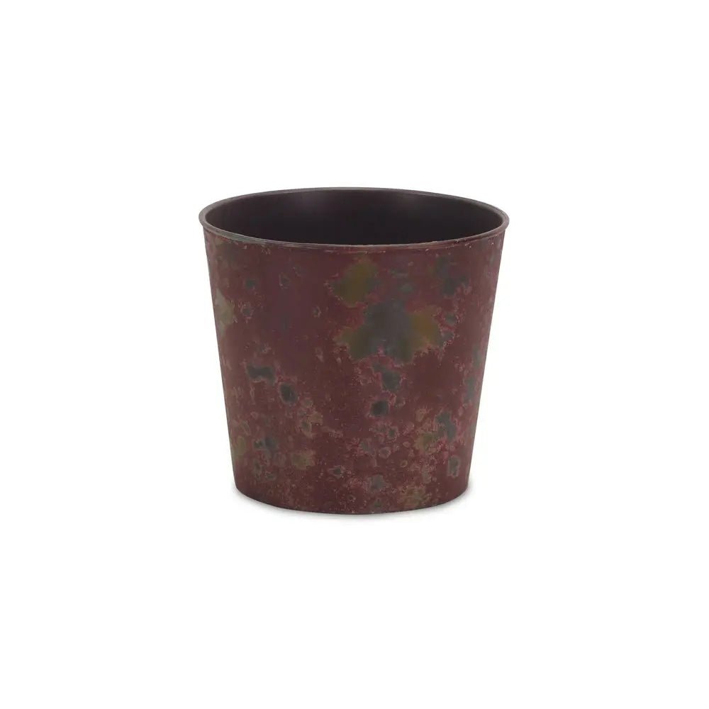 7" Red Recycled Plastic Indoor Outdoor Round Pot Planter - NOBLE HOME INTERIORS