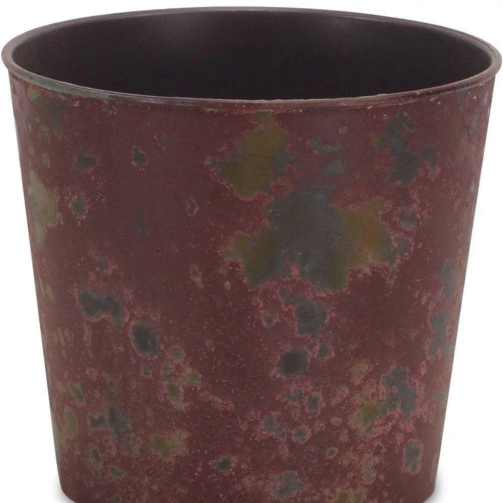 7" Red Recycled Plastic Indoor Outdoor Round Pot Planter - NOBLE HOME INTERIORS