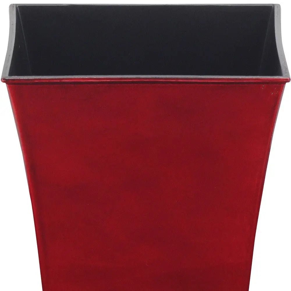 7" Red Recycled Plastic Indoor Outdoor Square Pot Planter HomeRoots