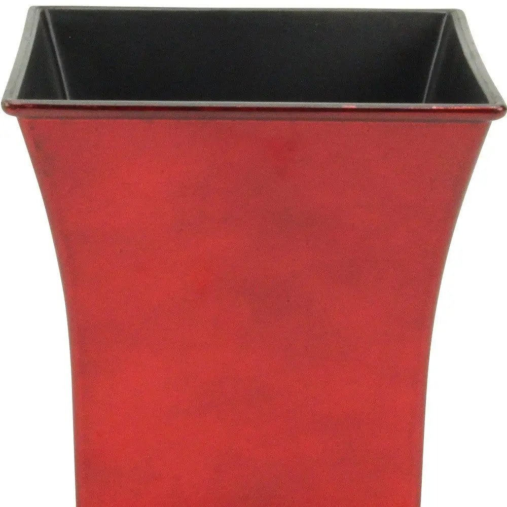 7" Red Recycled Plastic Indoor Outdoor Square Pot Planter HomeRoots