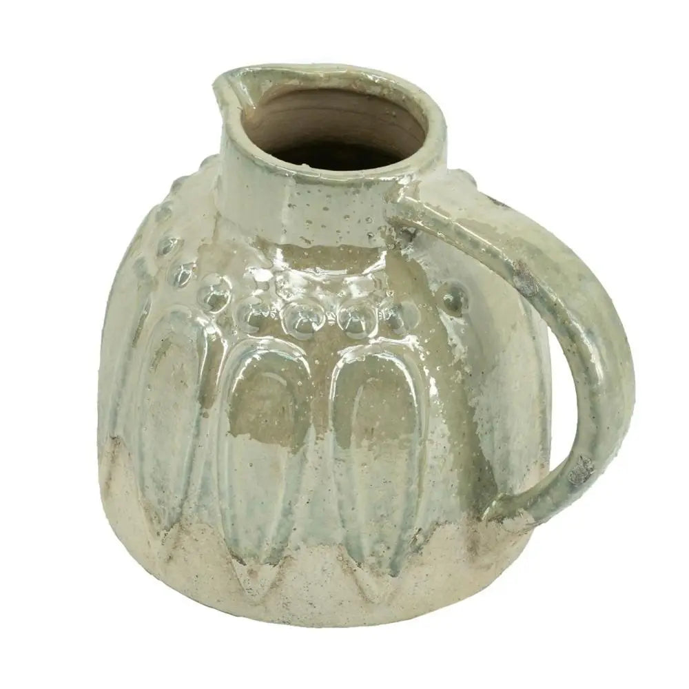 7" Sage and Ivory Round Ceramic Jug Vase With Does Not Apply - NOBLE HOME INTERIORS