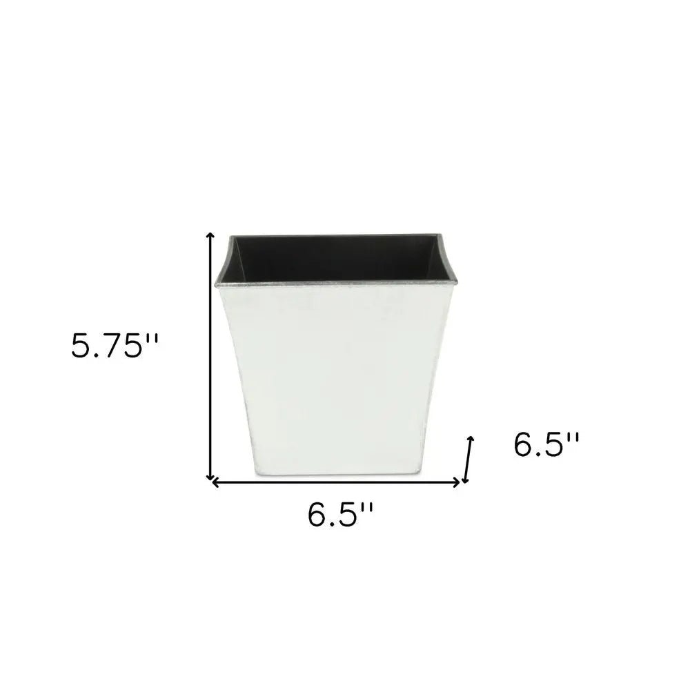 7" Silver Recycled Plastic Indoor Outdoor Square Pot Planter HomeRoots