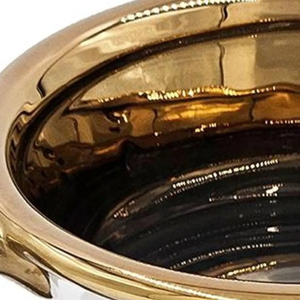 7" White And Gold Amphora Ceramic Urn - NOBLE HOME INTERIORS