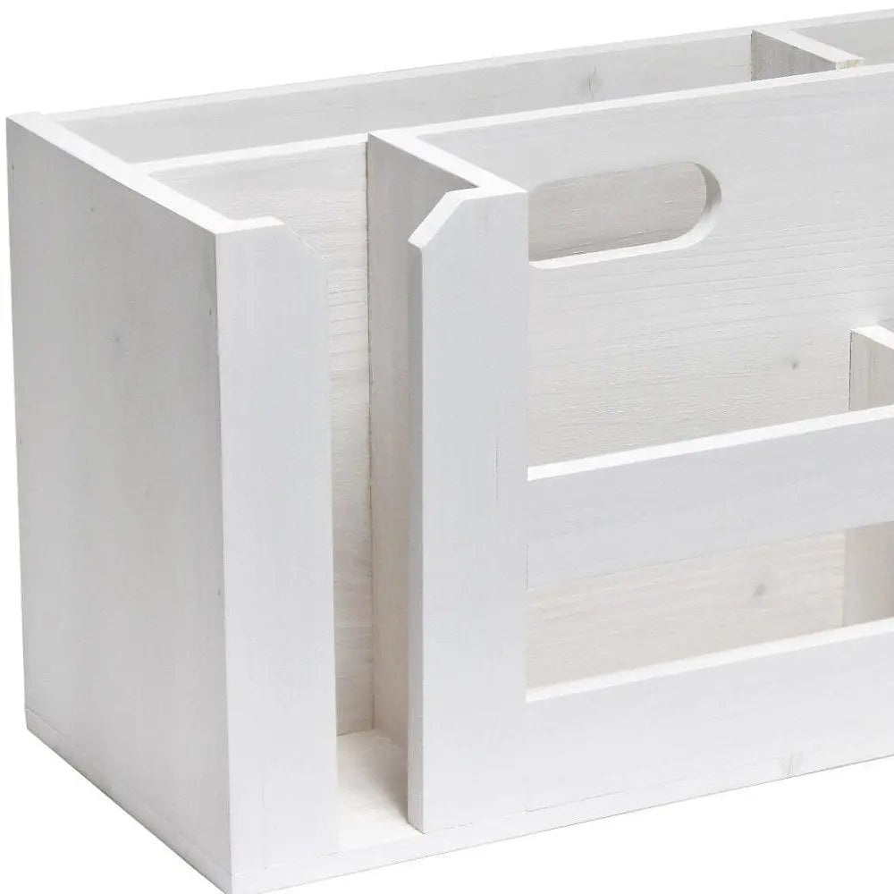 7" White Wood Desk Organizer - NOBLE HOME INTERIORS