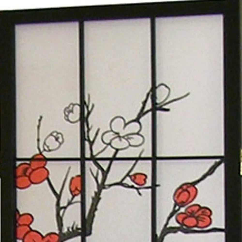 70" Black And White Heavy Duty Rice Paper Folding Four Panel Screen Room Divider - NOBLE HOME INTERIORS