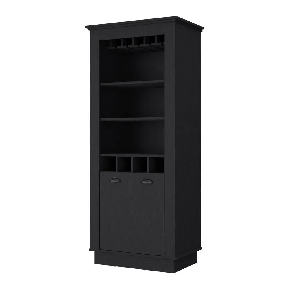 70" Black Bar Cabinet With Wine Storage HomeRoots