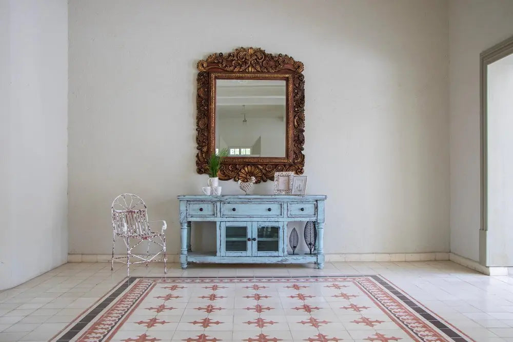 70" Blue Solid Wood Open shelving Distressed TV Stand - NOVA HOME FURNITURE