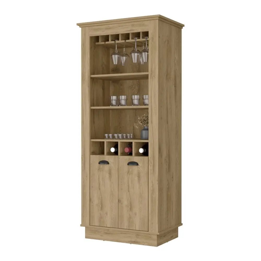 70" Brown Bar Cabinet With Wine Storage HomeRoots