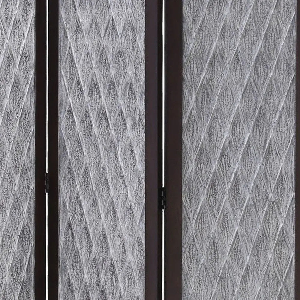 70" Brown Folding Three Panel Screen Room Divider - NOBLE HOME INTERIORS