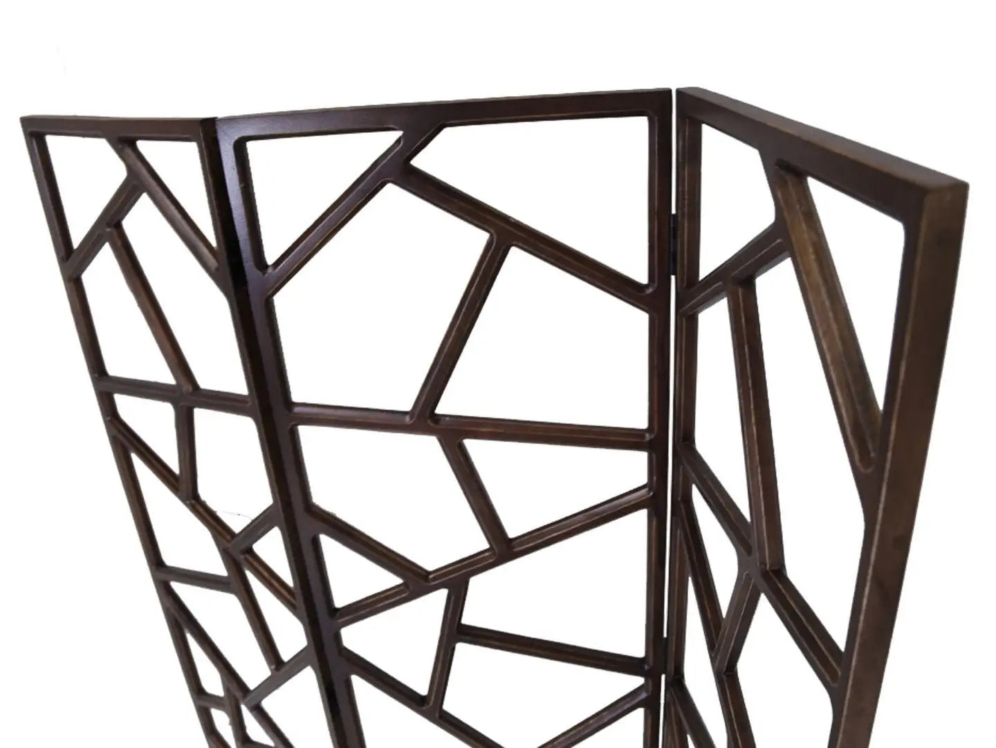 70" Brown Solid Wood Folding Three Panel Screen Room Divider - NOBLE HOME INTERIORS