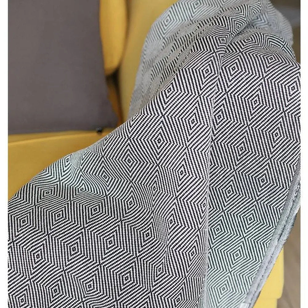 70" Geometric Handwoven Throw Blankets In Black - NOBLE HOME INTERIORS