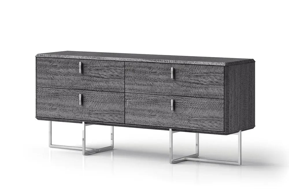 70" Gray Wood Four Drawer Double Dresser - NOBLE HOME INTERIORS