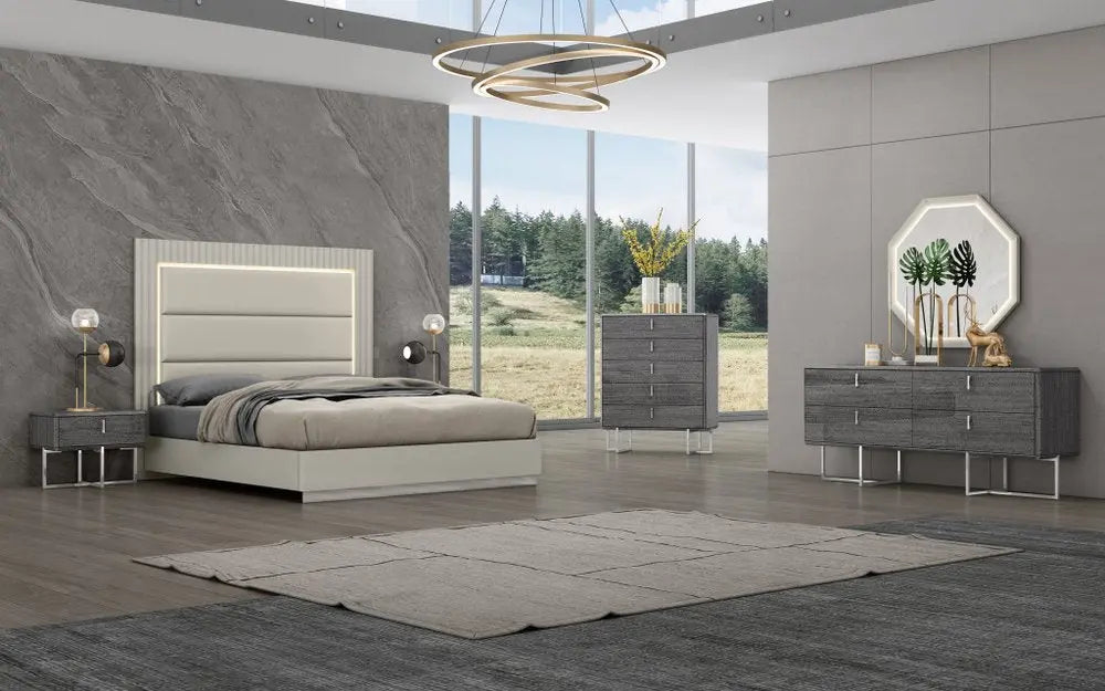 70" Gray Wood Four Drawer Double Dresser - NOBLE HOME INTERIORS