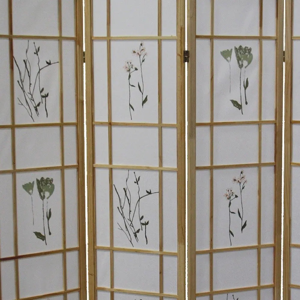 70" Natural Heavy Duty Rice Paper Folding Four Panel Screen Room Divider - NOBLE HOME INTERIORS