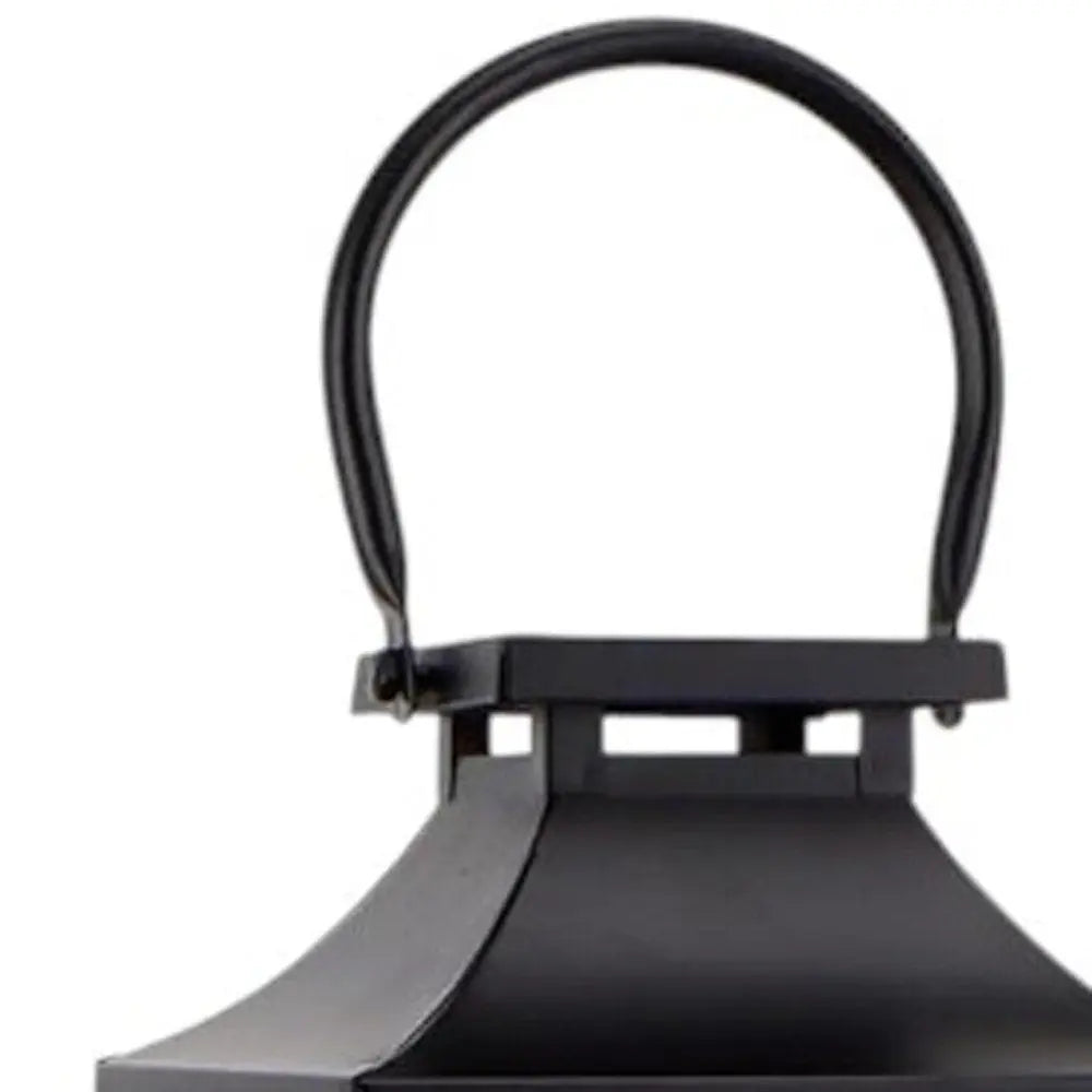 15" Black And Clear Glass And Metal Memorial Remembrance Lantern Candle Holder HomeRoots