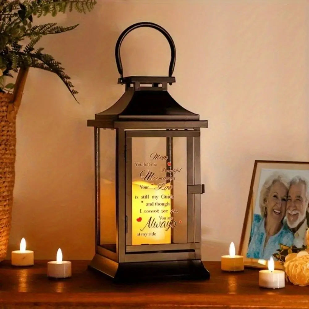 15" Black And Clear Glass And Metal Memorial Remembrance Lantern Candle Holder HomeRoots