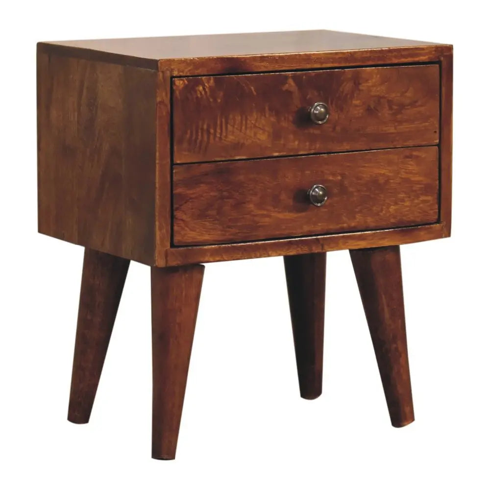 16" Brown Solid Wood Two Drawer Nightstand HomeRoots