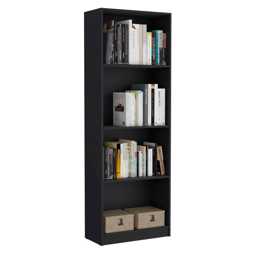71" Black Five Tier Bookcase with Four doors - NOBLE HOME INTERIORS