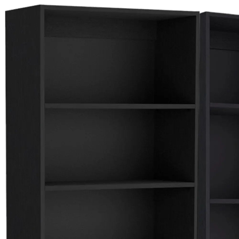 71" Black Five Tier Bookcase with Two doors - NOBLE HOME INTERIORS